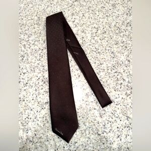Oscar De La Renta Brown With White Polka Dots Elegant Tie